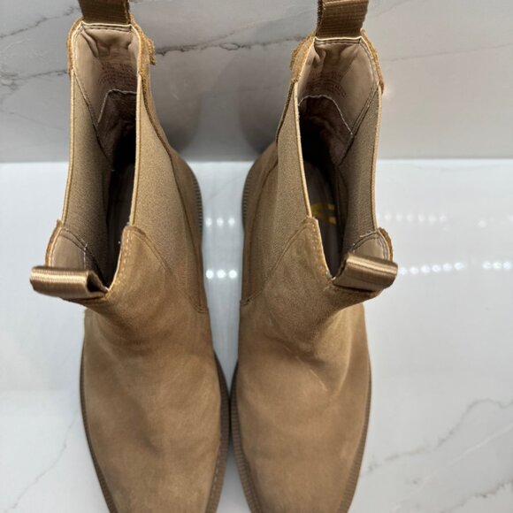 Sam Edelman Laguna Almond Taupe Leather Chelsea Moto Rounded Toe Pull On Boots - Picture 3 of 5